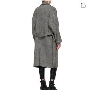Allsaints Women’s Lara Check Houndstooth gray Wool coat draped All Saints Sz XS